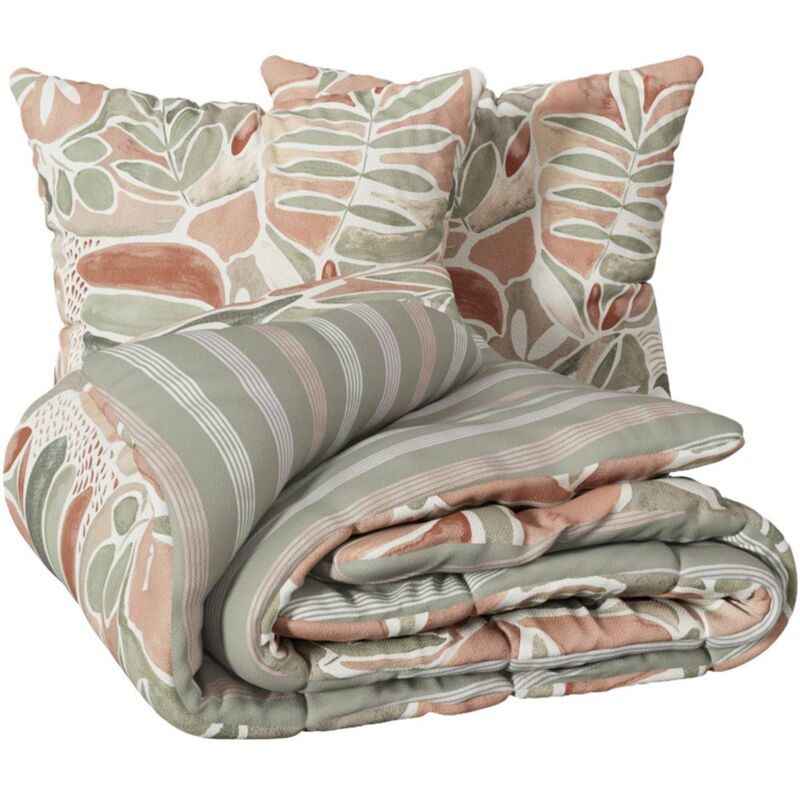 Parure de lit imprimée Alvaro vert céladon 240x220cm Atmosphera créateur d'intérieur