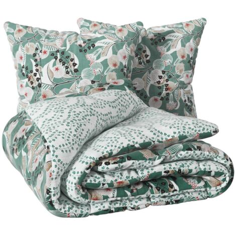 Parure de lit imprimée Vegetal Marin 240x220cm en coton - Atmosphera créateur d'intérieur