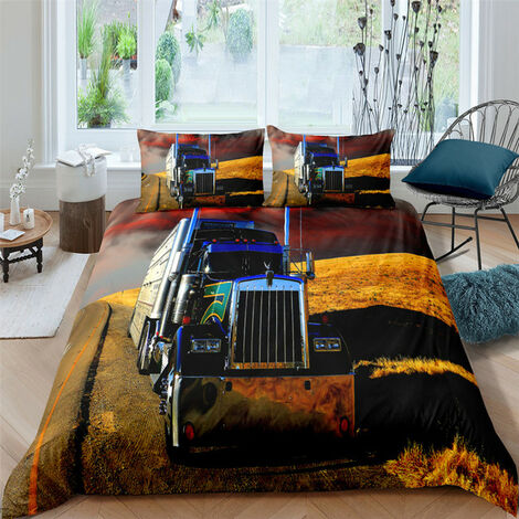 Parure de lit imprimée voiture tracteur rétro, ensemble de literie, housse de couette, décoration de chambre pour enfants garons, Textiles de maison, taille Queen et King,XY139-6,AU Single 140x210cm