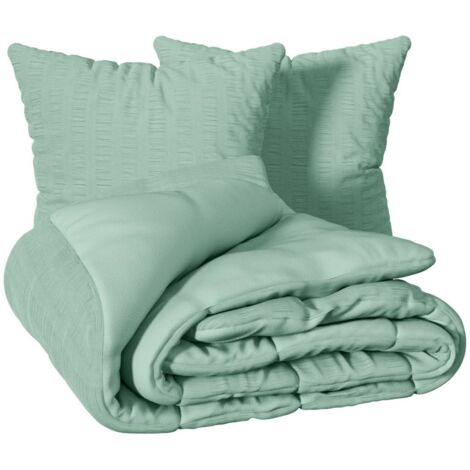 Parure de lit Irhia 240x220cm vert céladon - Atmosphera créateur d'intérieur