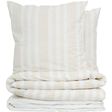 Parure de lit Isao coton blanc/jaune 240x220cm - Atmosphera créateur d'intérieur