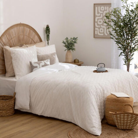 Parure de Lit Jacquard 3 Pièces "Edie" 260x240cm Blanc