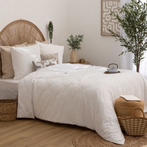 Parure de lit Jacquard motif fleur Blanc 260x240 cm