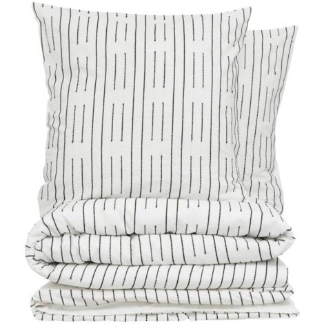 Parure de lit Kain coton blanc/noir 260x240cm - Atmosphera créateur d'intérieur