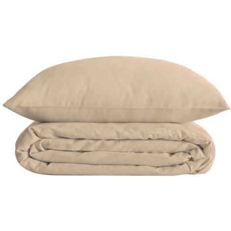 Parure de lit Landiha Percale beige lin 260x240cm - Atmosphera créateur d'intérieur