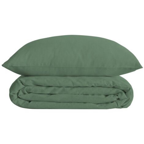 Parure de lit Landiha Percale vert jade 260x240cm - Atmosphera créateur d'intérieur