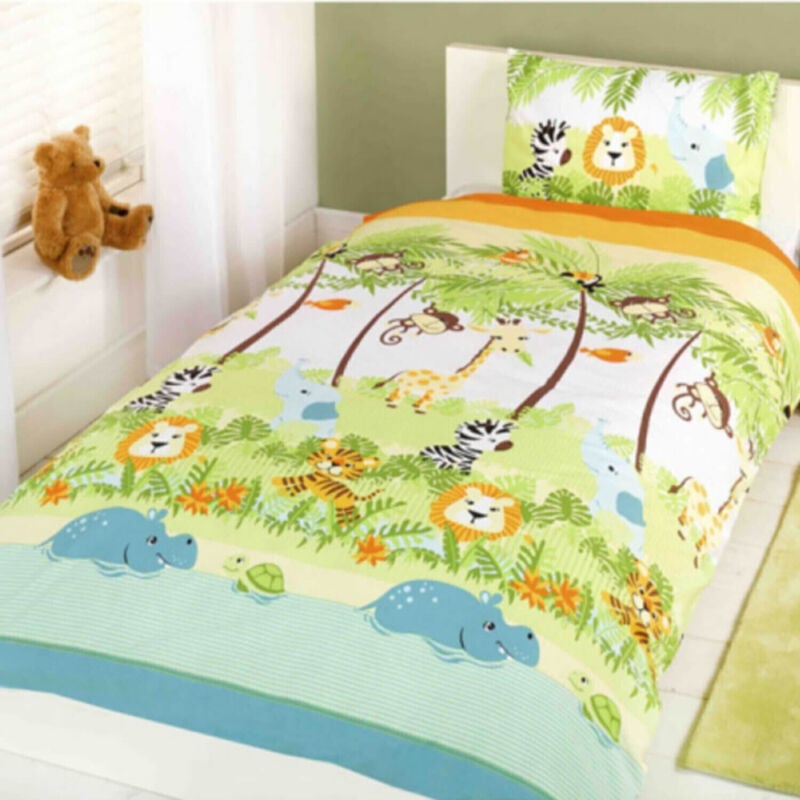 Argofield - Parure de lit les bébés animaux de la jungle 135 cm x 200 cm