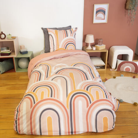Parure de lit LOVE pur coton rose Taie 63x63 cm 140x200 cm