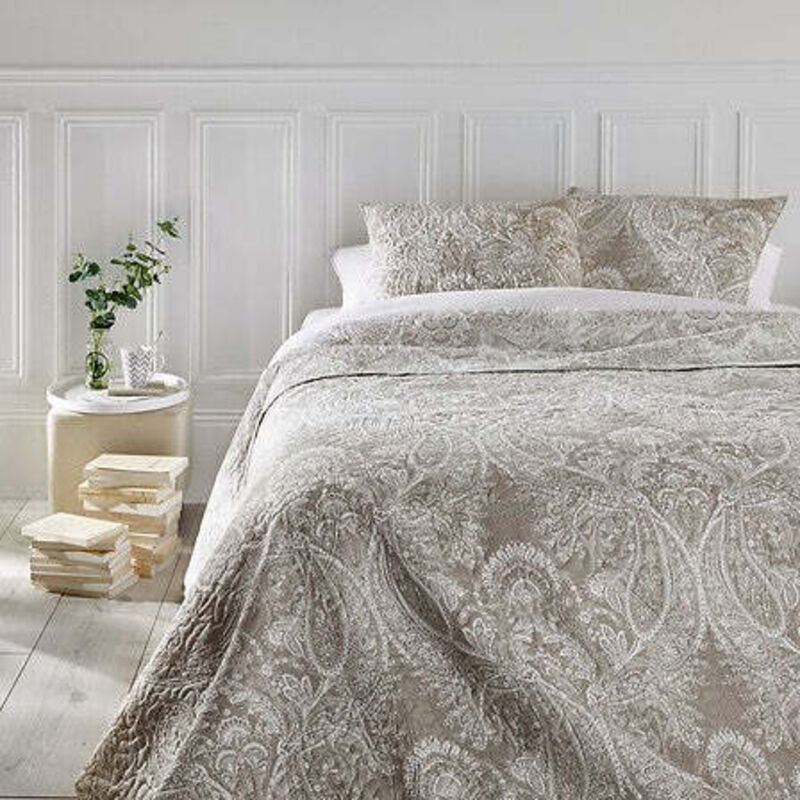 Dessus de lit 2 taies Marie beige 260x240cm Atmosphera créateur d'intérieur