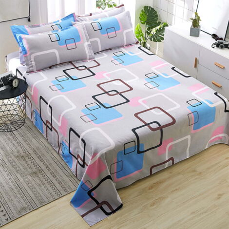 Parure de Lit Motif Pays Imaginaire, Drap 1.6 x 2.3 m avec Taies d’Oreiller, Ensemble Confort Toutes Saisons
