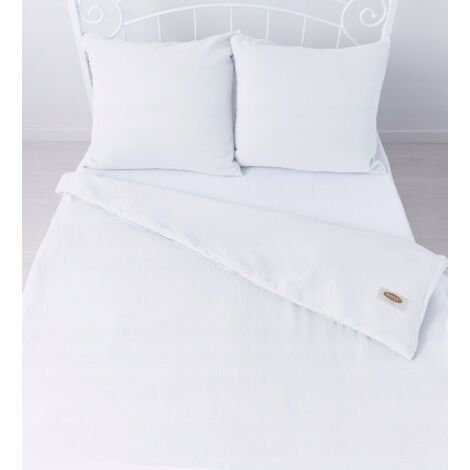 Parure de lit mousseline 160x200 +2x70x80cm Blanc01 MATEX