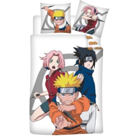 Parure de Lit Naruto – Sasuke & Sakura – Housse de Couette Réversible + Taie d'oreiller