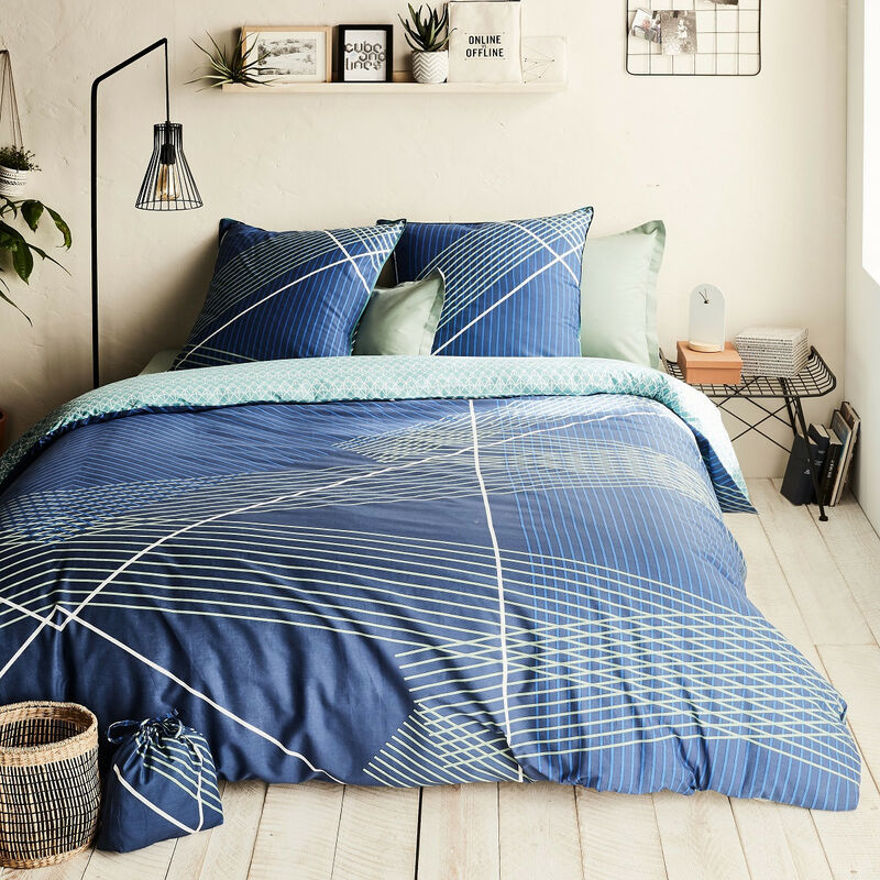 Future Home - Parure de lit 3 pièces Adulte 2 personnes graphique réversible Set de Housse de couette 260x240cm +2 Taies d'oreiller 63x63 cm avec