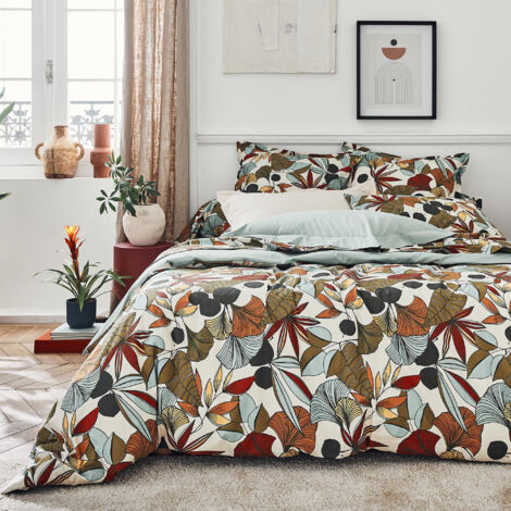Parure de lit percale de coton CASCADE Taie 65x65 cm 140x200 cm