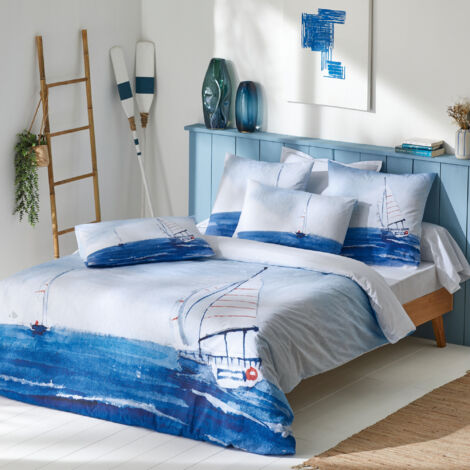 Parure de lit percale de coton collection REGATE Taie 65x65 cm 140x200 cm