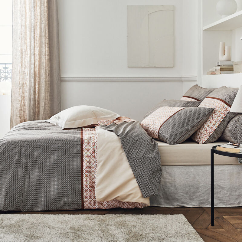 Parure de lit percale de coton gabin épice Taie 65x65 cm 200x200 cm