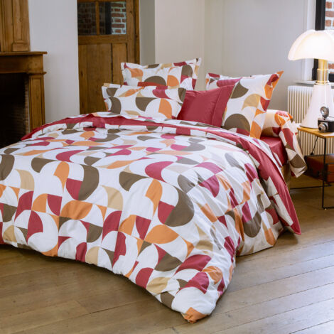 Parure de lit percale de coton MODULO Taie 50x70 cm 140x200 cm