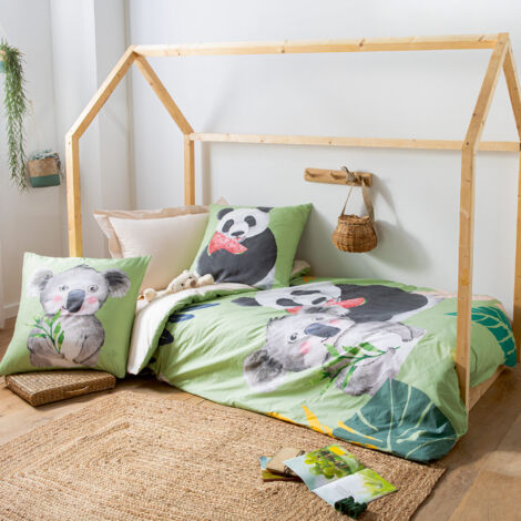 Parure de lit percale de coton PANDA 140x200 cm