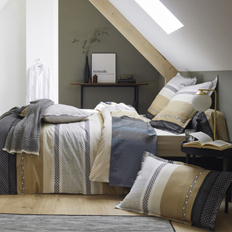 Parure de lit percale Marlow Acier 140x200 cm - Tradilinge