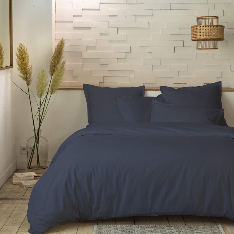 Terre De Nuit - Parure de lit percale unie ombre 260x240 cm