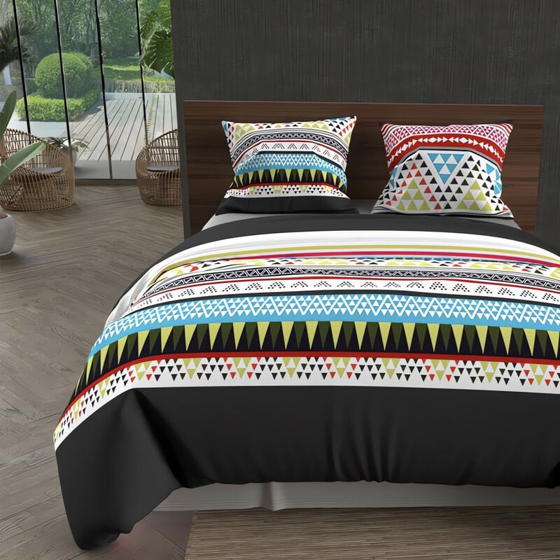 Parure housse de couette 240X220 cm microfibre perou anthracite, par intemporel