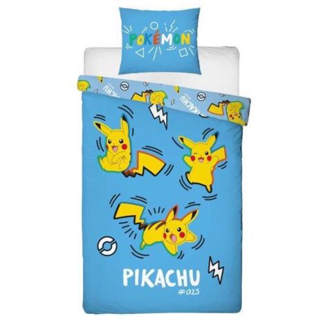 Parure de lit Pokémon Pikachu microfibre 140x200 + taie 63x63