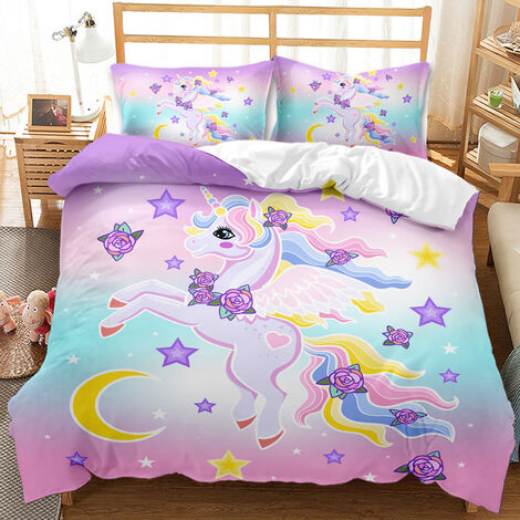 Parure de lit enfant avec couette motif étoiles stars 90x190cm