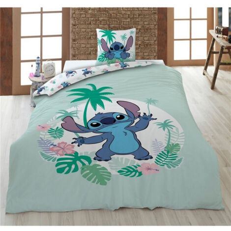 Parure De Lit Enfant Lilo & Stitch - Housse Couette 140x200cm + Taie 70x90cm | Coton Réversible Violet