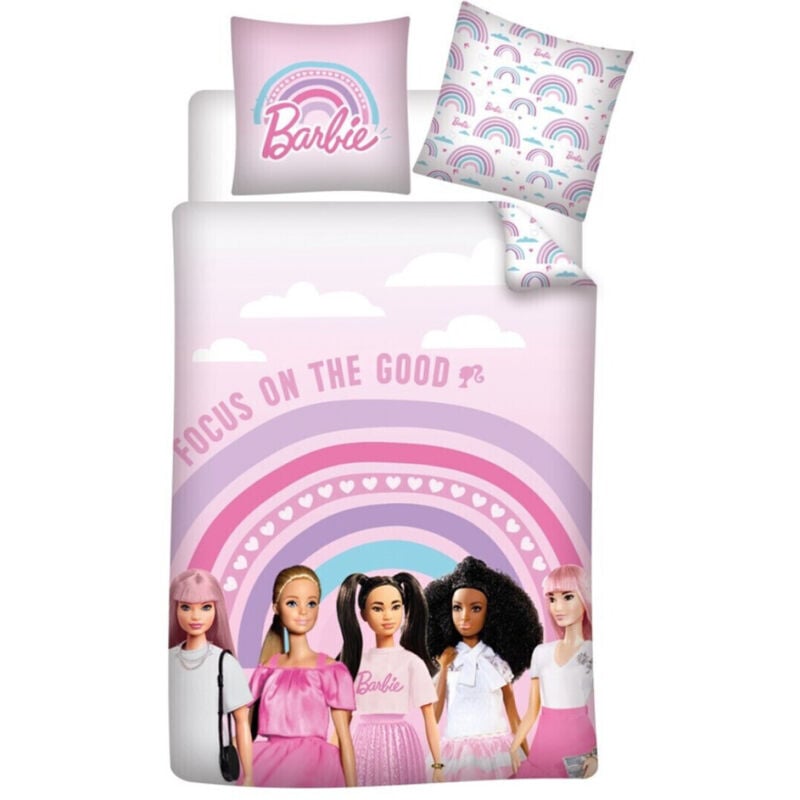 Aymax - Parure de lit réversible Barbie - 140 cm x 200 cm