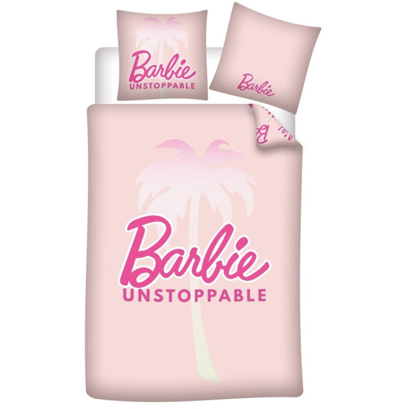 Aymax - Parure de lit réversible Barbie - Rose - 140 cm x 200 cm