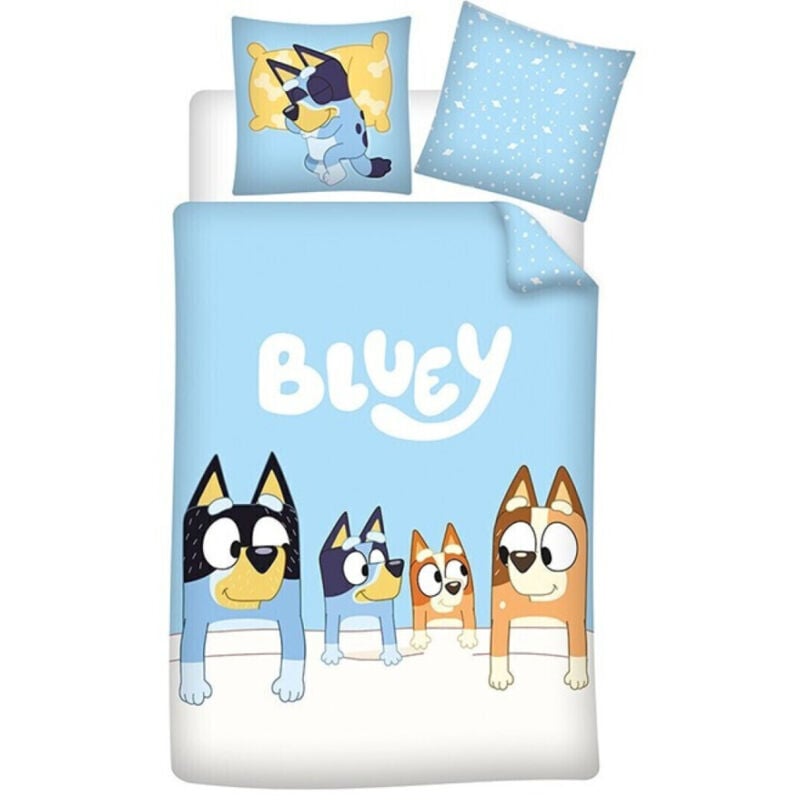 Aymax - Parure de lit réversible Bluey - Bleue - 140 cm x 200 cm