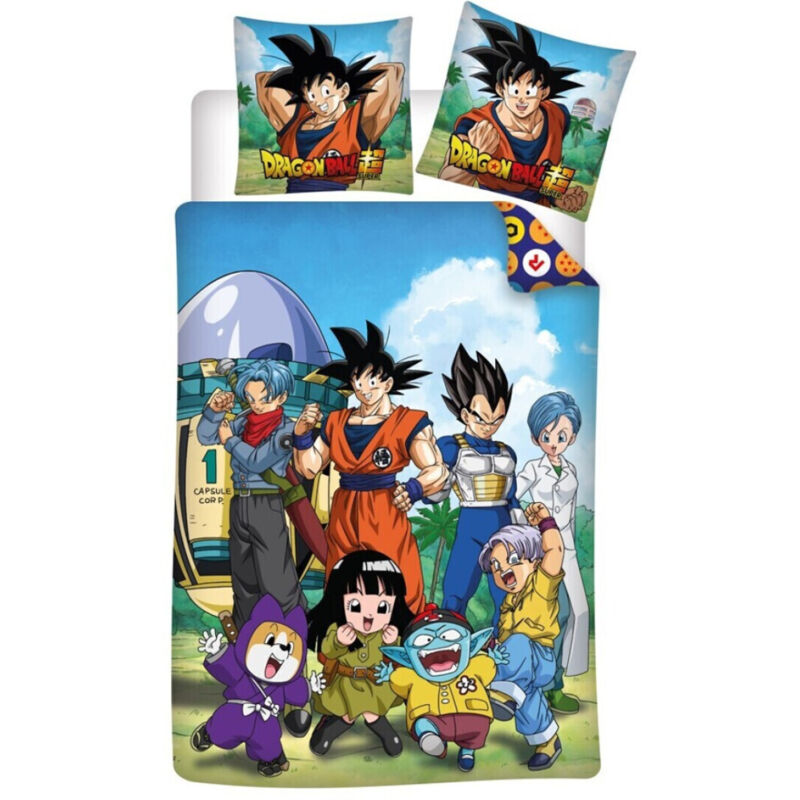Parure de lit réversible Dragon Ball z - San Goku et tous les personnages - 140 cm x 200 cm