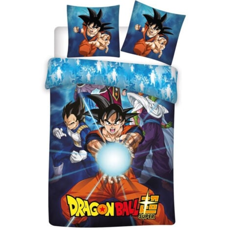 AYMAX Parure de lit réversible Dragon Ball Z - Son Goku - -Kaméhaméha- - 140 cm x 200 cm