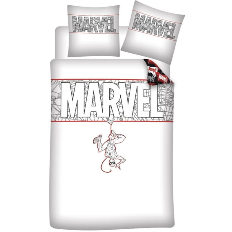 Aymax - Parure de lit réversible Marvel Spiderman - 140 cm x 200 cm