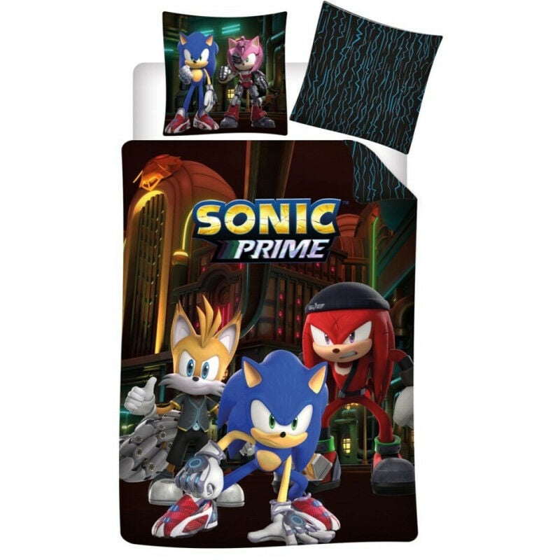 Aymax - Parure de lit réversible Sonic, Tails et Knuckles- 140 cm x 200 cm