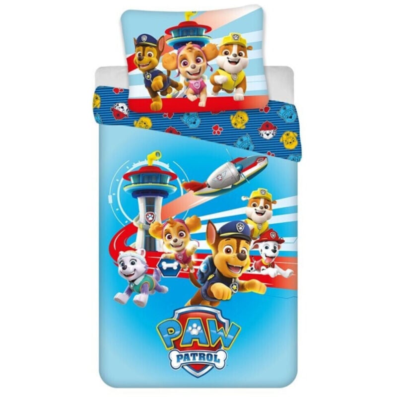 Aymax - Parure de lit réversible Pat Patrouille bleu - 140 cm x 200 cm