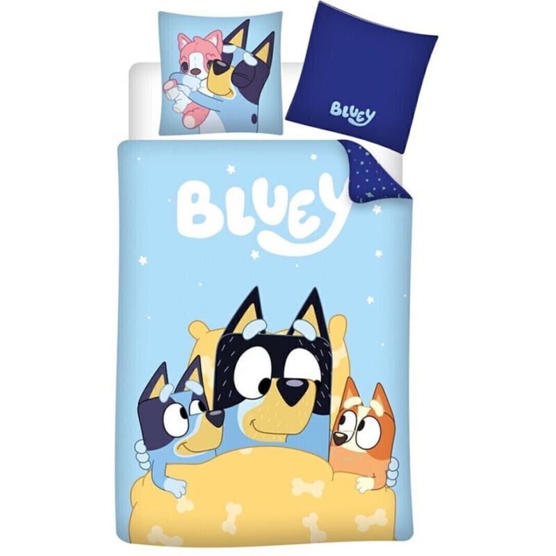 Aymax - Parure de lit réversible Bluey et ses amis - 140 cm x 200 cm