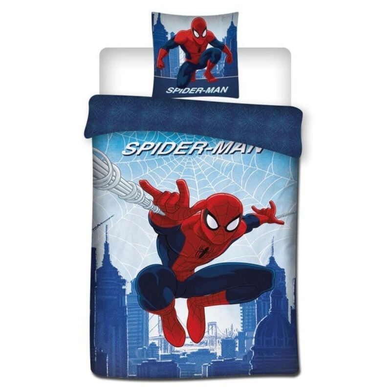 Parure de lit réversible Spiderman et sa toile d'araignée - 140 cm x 200 cm