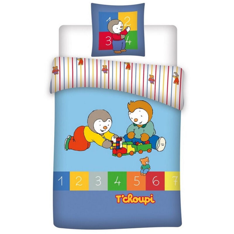 Aymax - Parure de lit réversible T'choupi - 140 cm x 200 cm