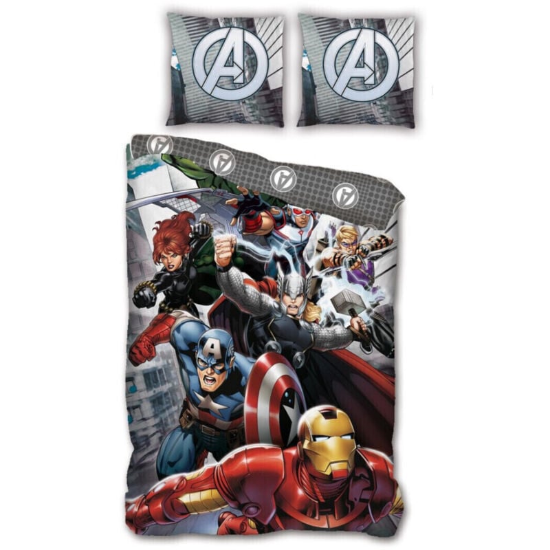 Aymax - Parure de lit réversible Marvel Avengers - 140 cm x 200 cm