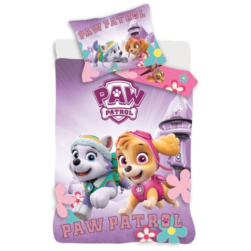 Parure de lit réversible Pat Patrouille - Stella et Everest - 140 cm x 200 cm