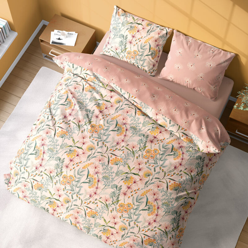 Linnea - Parure de lit satin de coton feuillage 260x240 cm