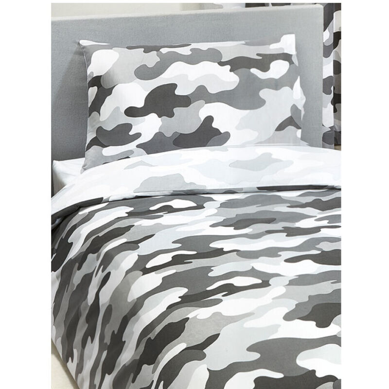 Parure de lit simple camouflage l'armée grise - 135 cm x 200 cm