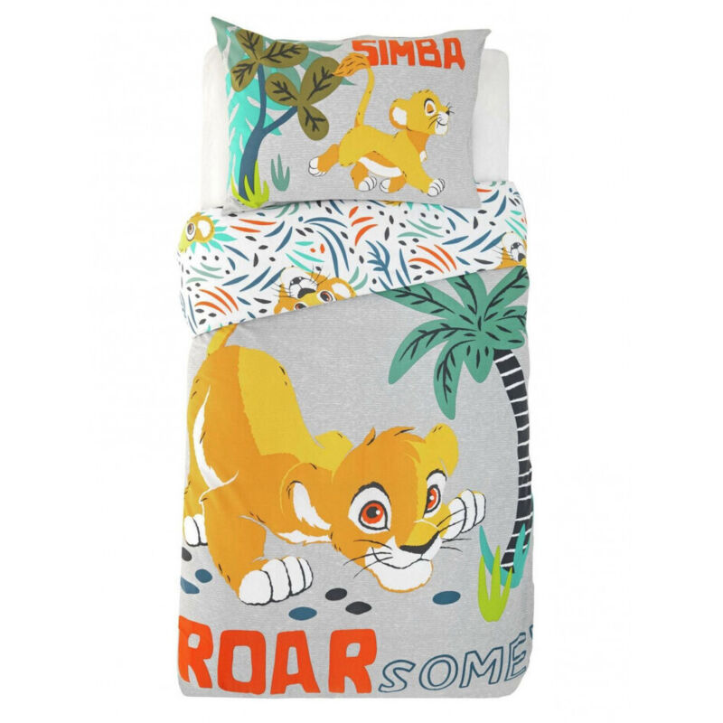 Parure de lit simple Disney - Le Roi Lion Simba - 135 cm x 200 cm