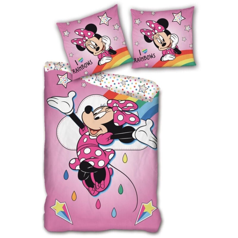Parure de lit simple- Minnie joyeuse qui saute - 140 cm x 200 cm