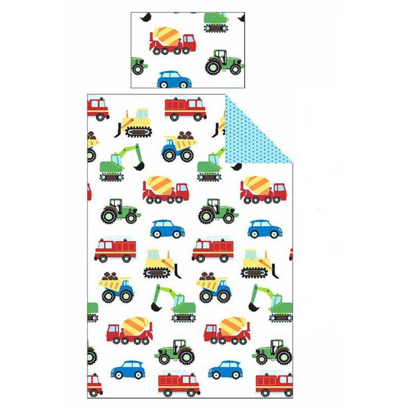 Argofield - Parure de lit simple tracteur, voiture, camion - 120 cm x 150 cm