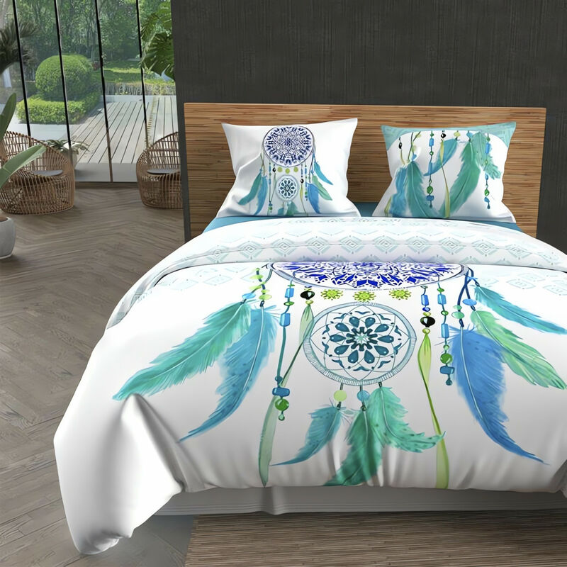 Parure housse de couette dessin placé 240X220 cm SONGE, 100% coton 57 fils/cm2