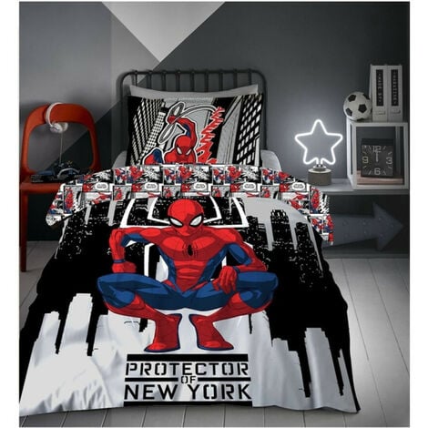 Parure de lit réversible Spider-Man 120x150 cm 100% Coton Marvel Avengers -  Junior
