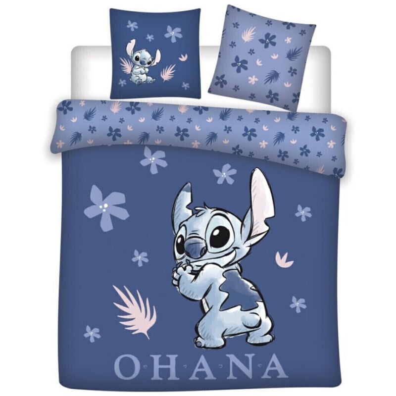 Aymax - Parure de lit double - Stitch Ohana 100% Coton - 240 cm x 220 cm