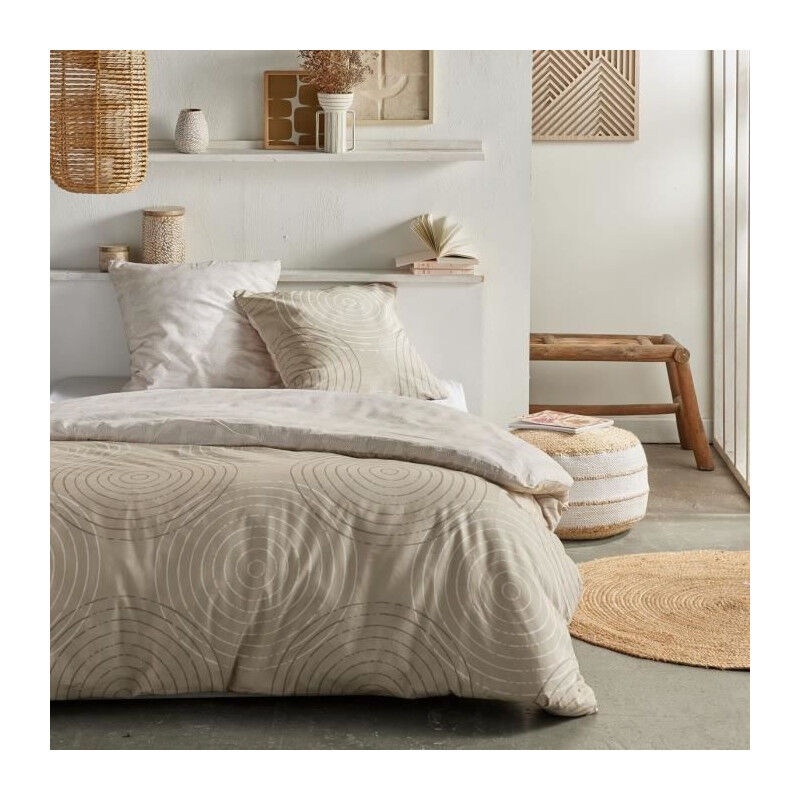 Parure de lit Today Crazy - Imprimé Graphique - 2 personnes - 220 x 240 cm - Beige